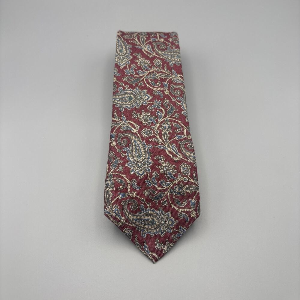 Ferrell Reed for Nordstrom Irish Linen Paisley Tie Handmade Red